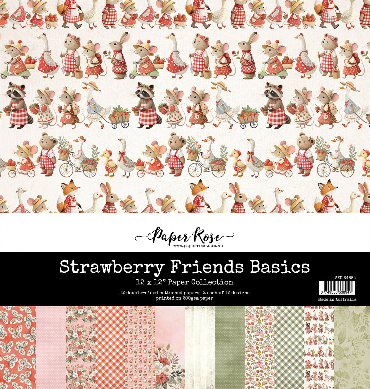Collection de papiers "Strawberry Friends Basics 12x12" 34884-1