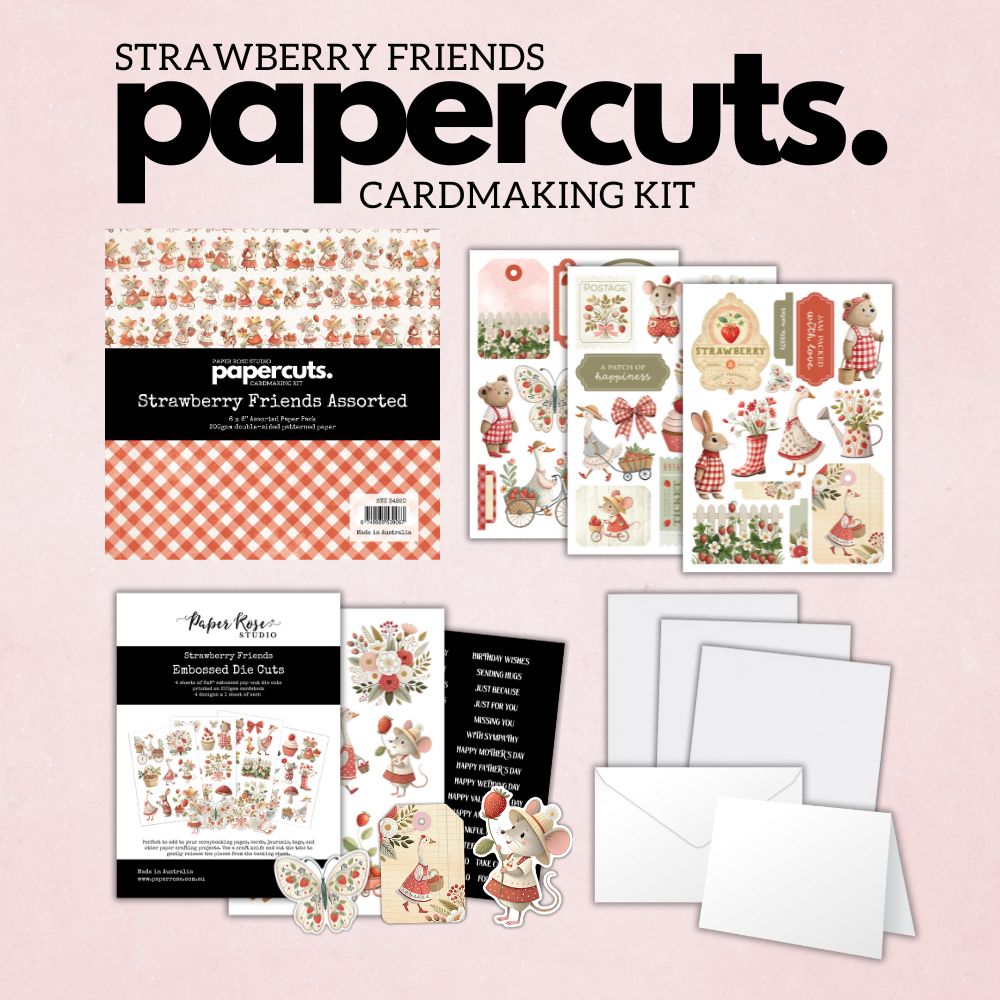 Kit de carterie en papercut Strawberry Friends 34920