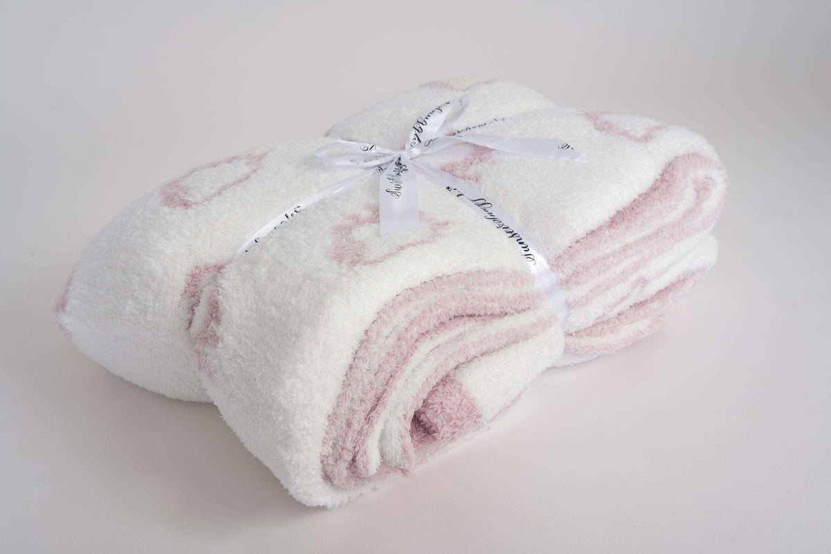 Rose Pink & White Strawberry Milkshake Extended Throw Blanket-4