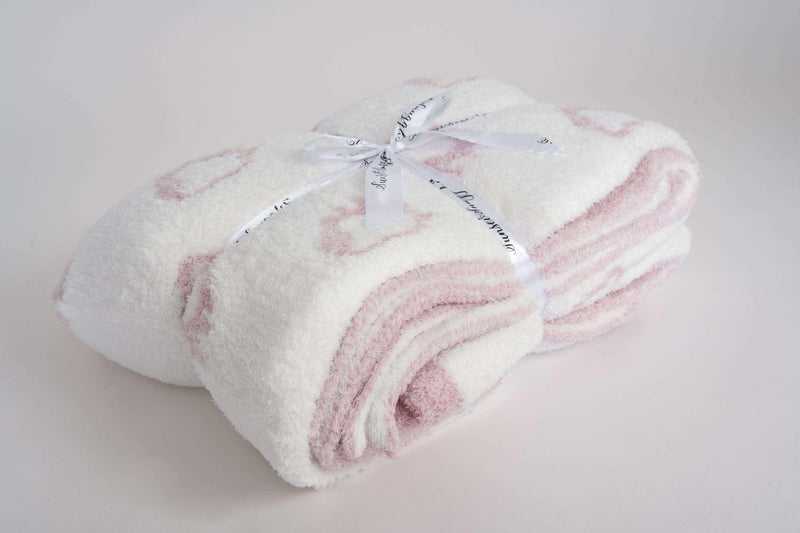 Rose Pink & White Strawberry Milkshake Extended Throw Blanket-4