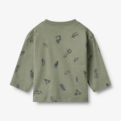 L/S Malthe T-Shirt | Dusty Green Cars | Wheat Kids-2