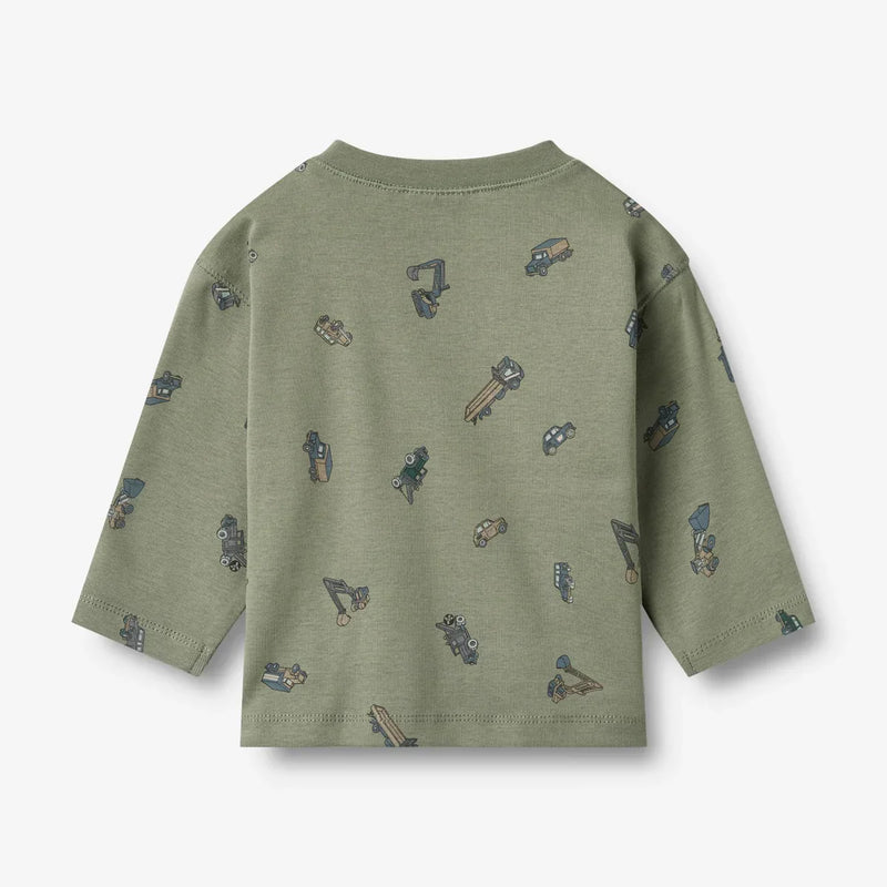 L/S Malthe T-Shirt | Dusty Green Cars | Wheat Kids-2