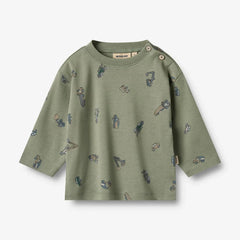 L/S Malthe T-Shirt | Dusty Green Cars | Wheat Kids-1