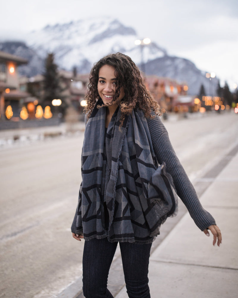 Cotton Geo Blanket Scarf-2