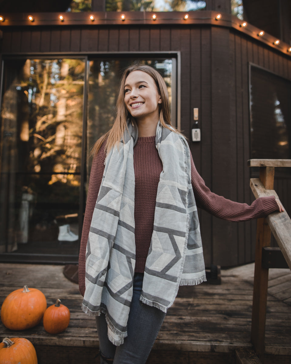 Cotton Geo Blanket Scarf-2