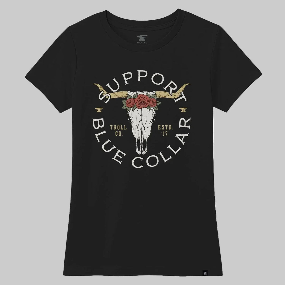 DHCM Women’s Support Blue Collar Longhorn T-Shirt. SBC Graphic Tee-5