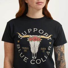 DHCM Women’s Support Blue Collar Longhorn T-Shirt. SBC Graphic Tee-3