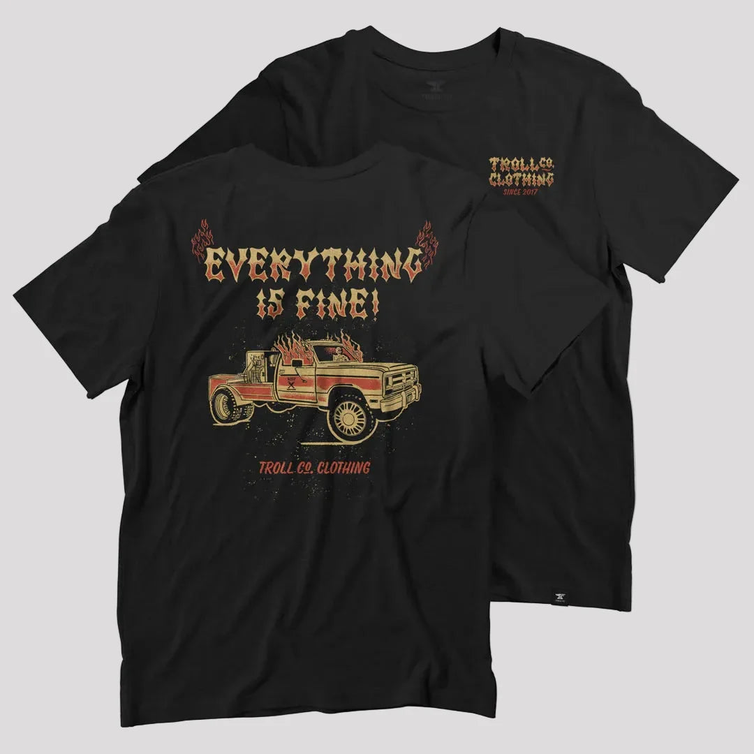 DHCM Men's Everything Is Fine Graphic T-Shirt | Durable Workwear Tee-4