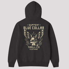 DHCM Men's Support Blue Collar Perched Eagle Hoodie | Comfortable Workwear-2