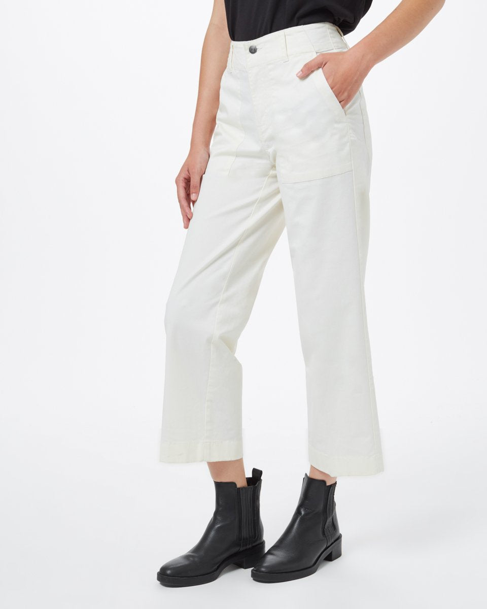 Twill Cropped Wide Leg Pant-3