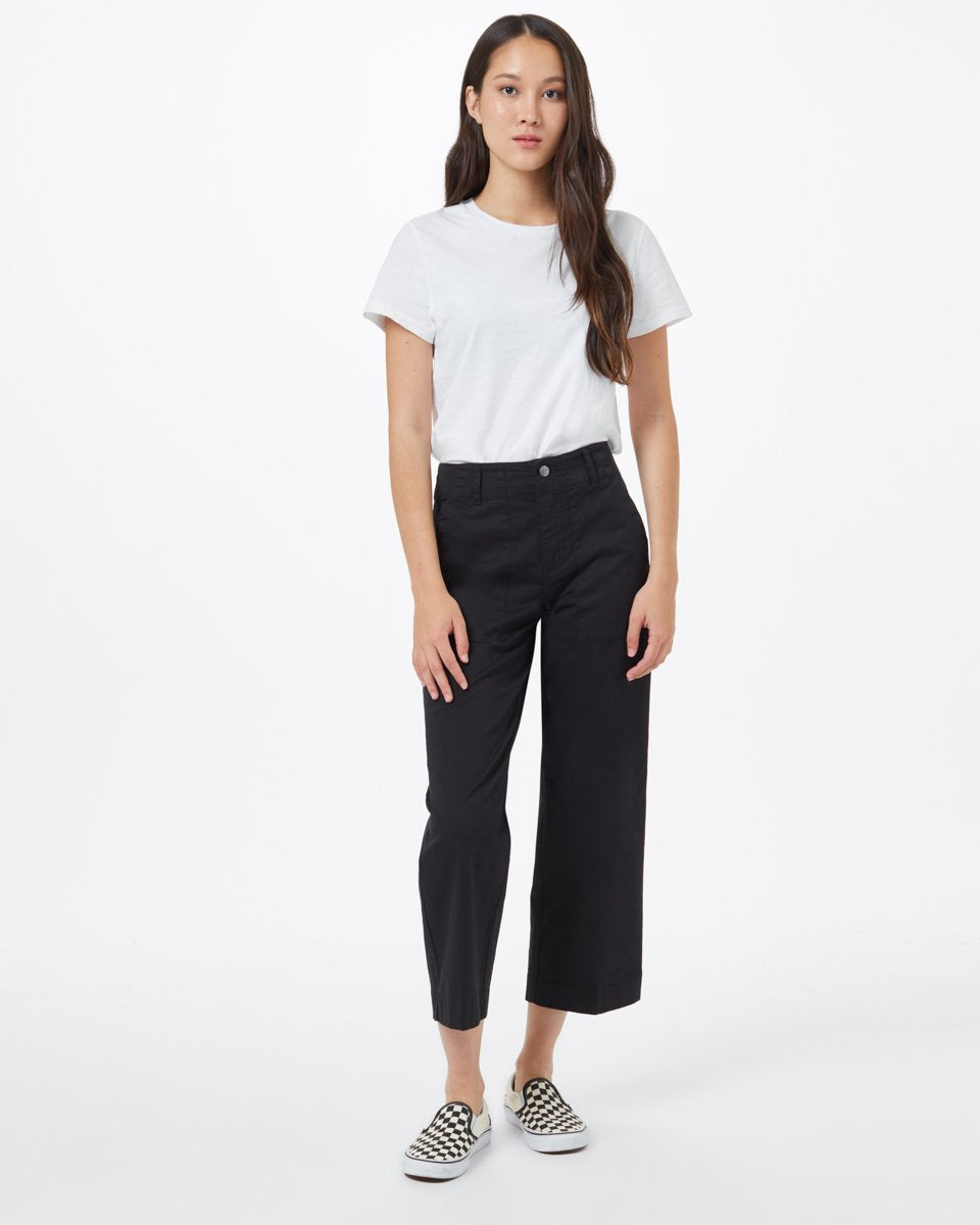 Twill Cropped Wide Leg Pant-3