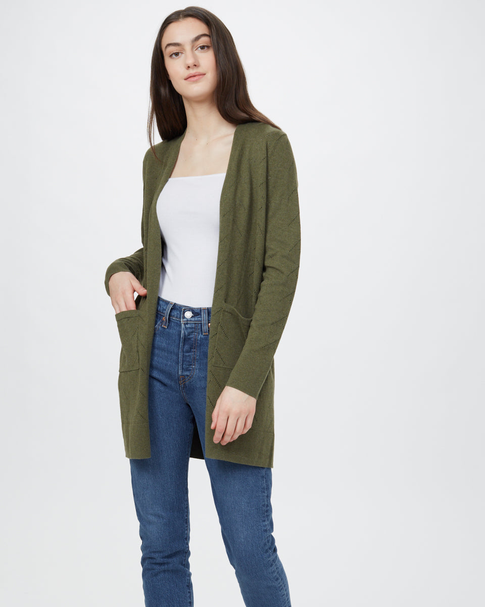 Highline Cotton Sage Tree Stitch Cardigan-2