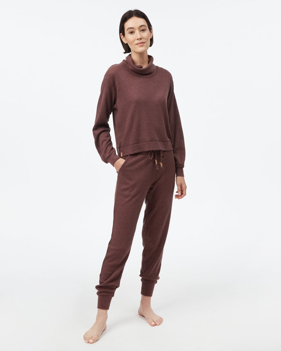 Wide Waffle Cowl Neck Top-1