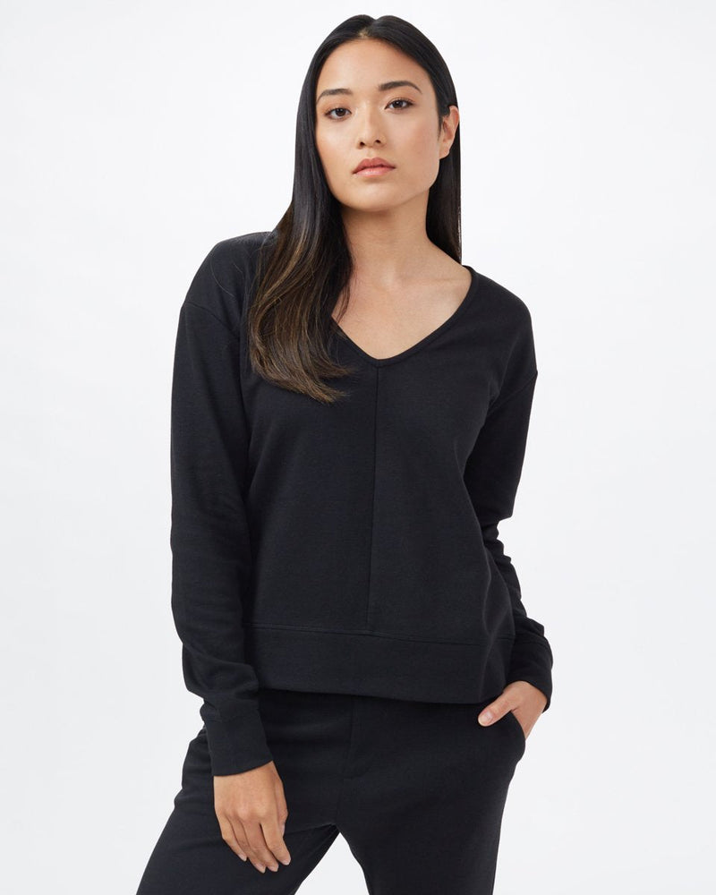 Ponte V-Neck Top-1