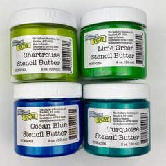 Crafters Workshop (TCW) Stencil Butter Lot de 4 Couleurs Mer des Caraïbes-1