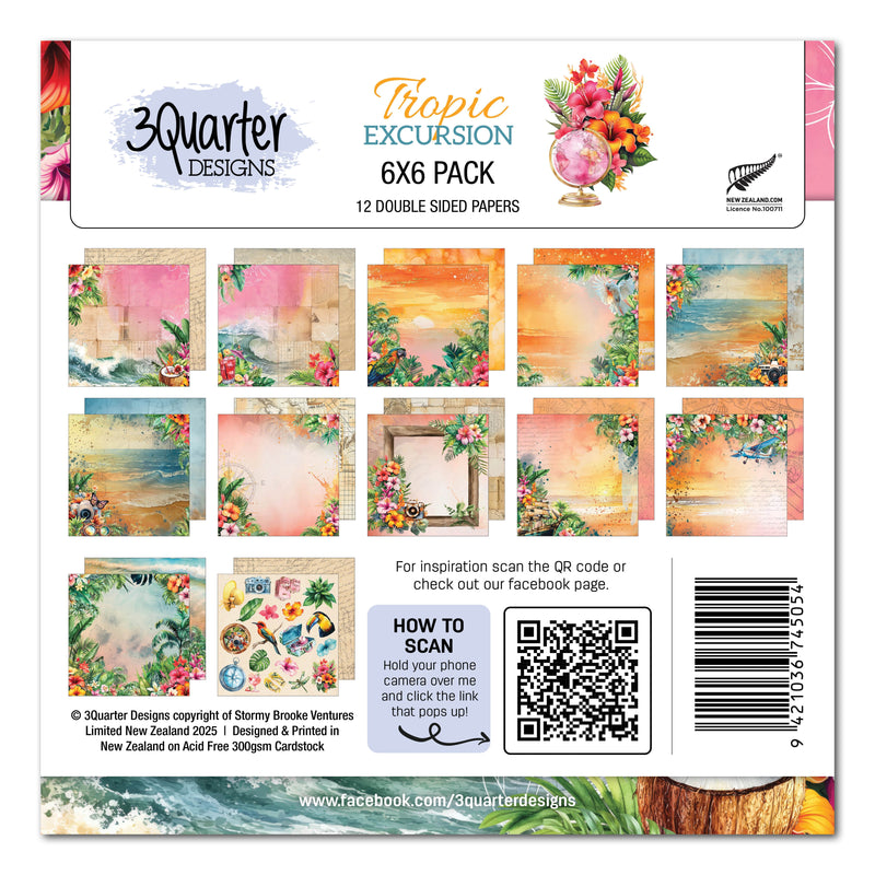 3Quarter Designs Tropic Excursion 6x6 Paper Pack-1