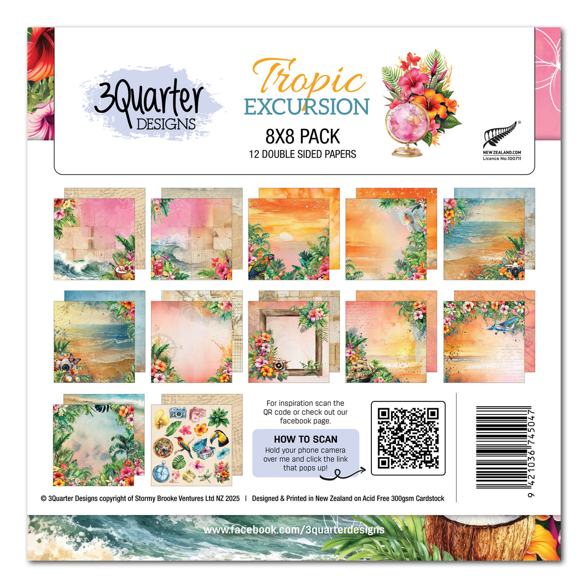 3Quarter Designs Tropic Excursion 8x8 Paper Pack-1