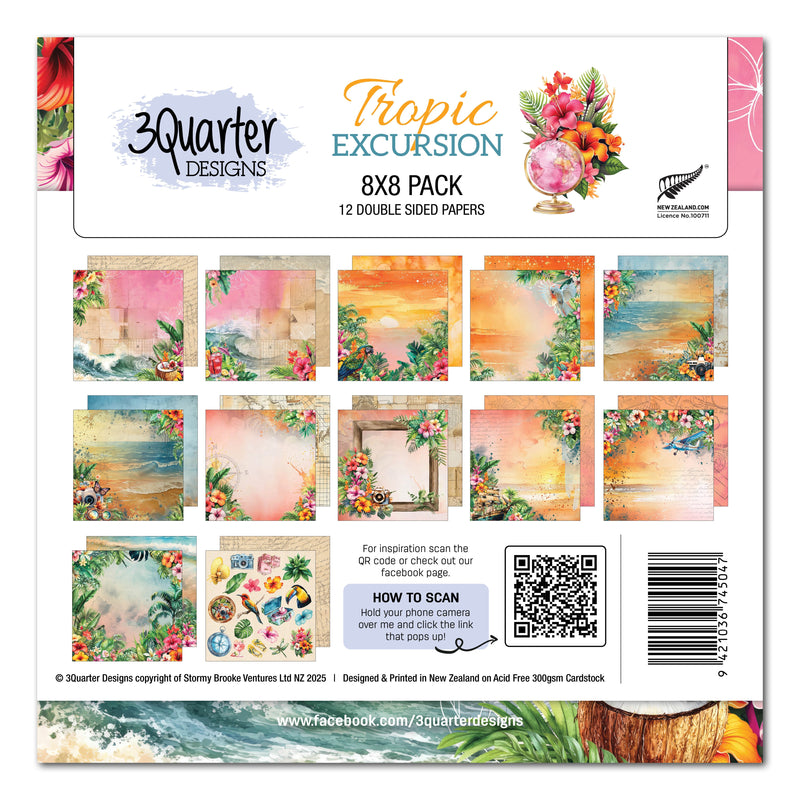 3Quarter Designs Tropic Excursion 8x8 Paper Pack-1