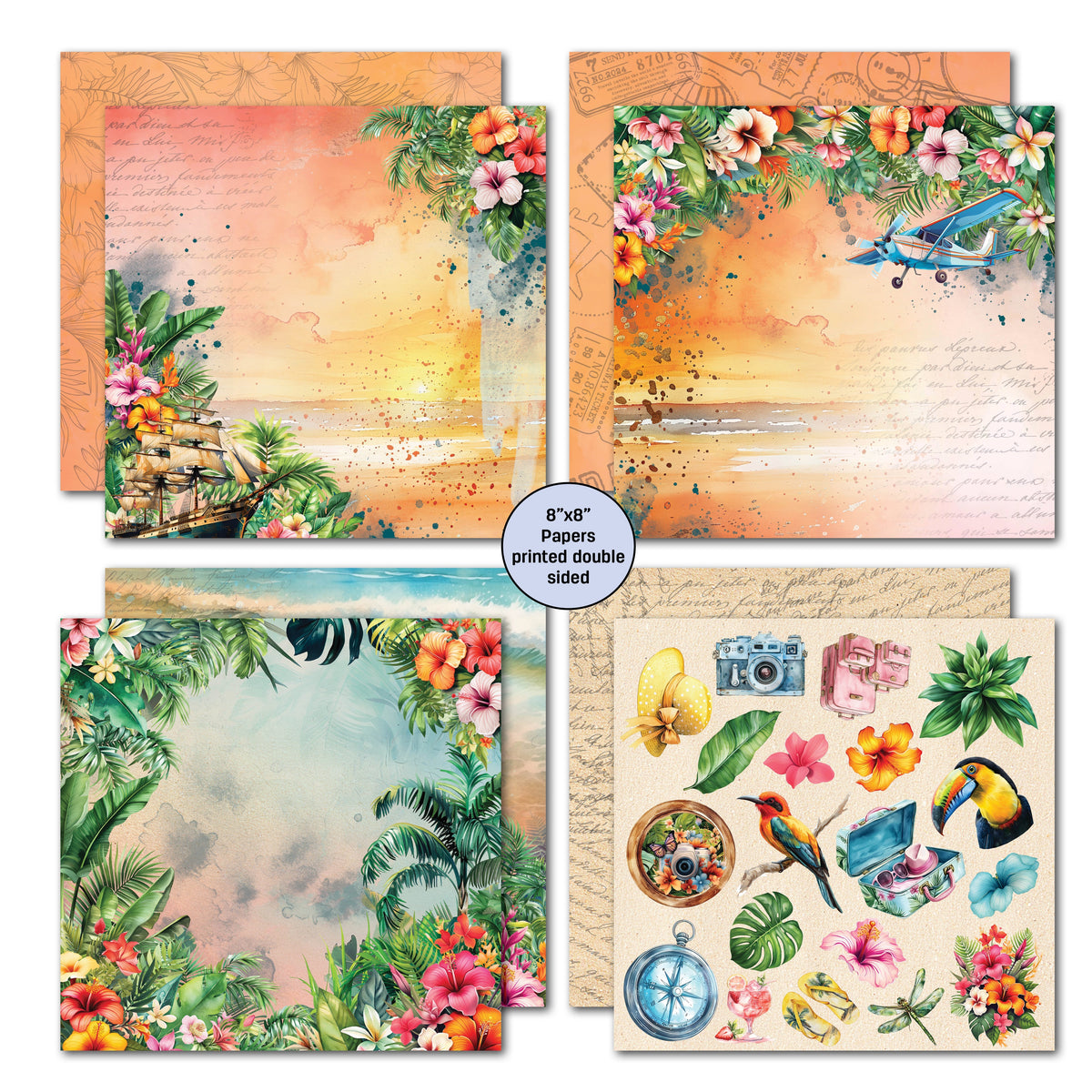 3Quarter Designs Tropic Excursion 8x8 Paper Pack-4