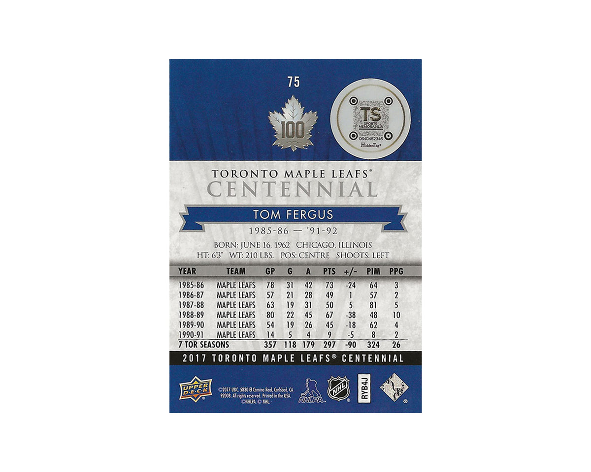 Tom Fergus Autographed 2017 Upper Deck Toronto Maple Leafs Centennial #75 Hockey Card-2