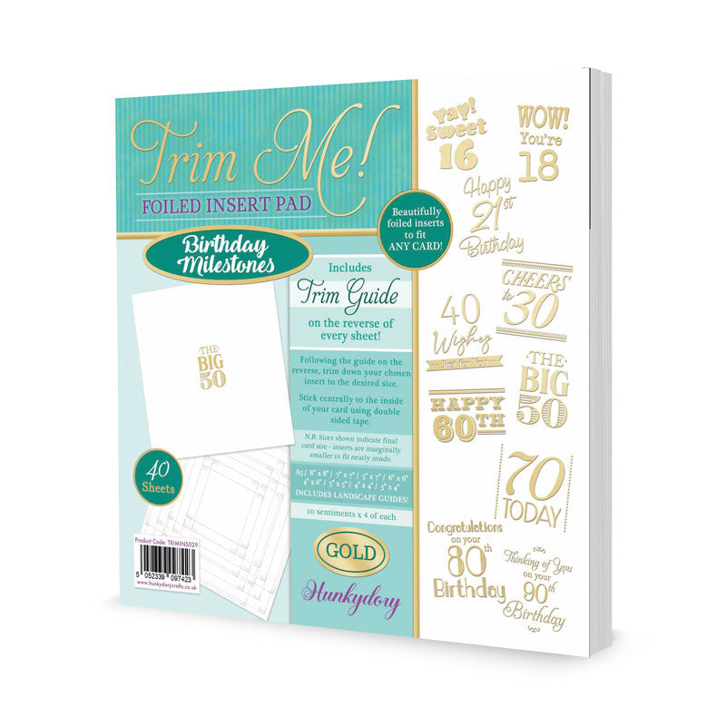 Trim Me! Foiled Insert Pad - Birthday Milestones - Gold-1
