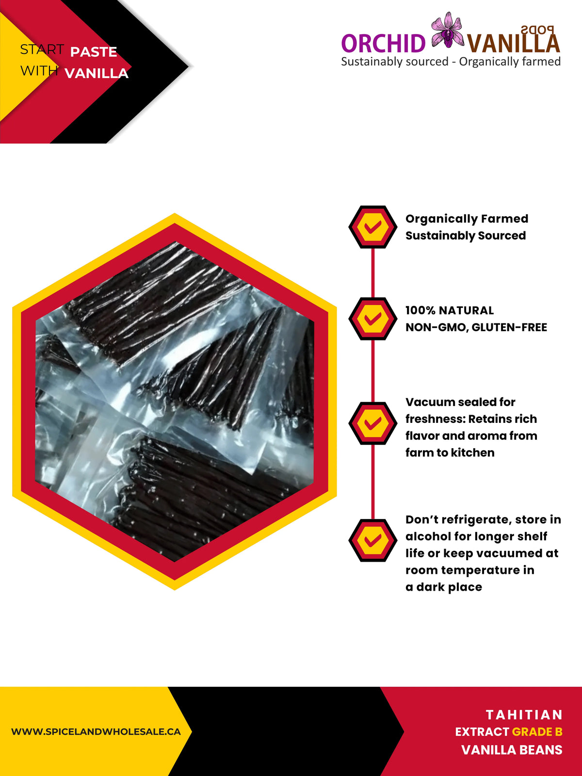 Tahitian Extract Vanilla Beans Grade-B <br>For Extract Making<BR>By Count-3