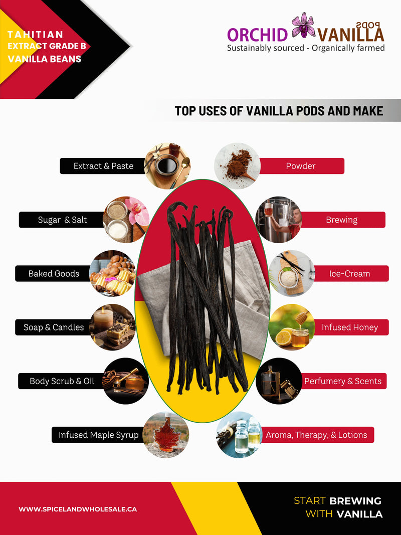 Tahitian Extract Vanilla Beans Grade-B <br>For Extract Making<BR>By Pound-5