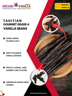 Tahitian Vanilla Beans Gourmet Grade-A <br>For Extract And Baking<BR>By Count-1