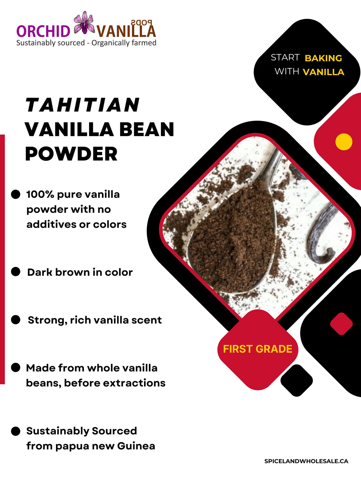 Tahitian Ground Vanilla Bean Powder <br> First Grade<BR>-1