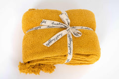 Spicy Mustard Tassel Throw Blanket-3