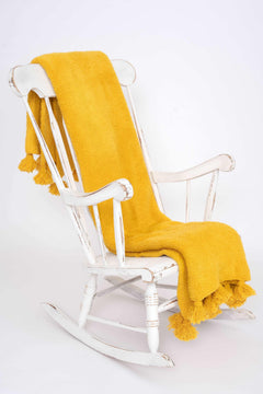 Spicy Mustard Tassel Throw Blanket-2