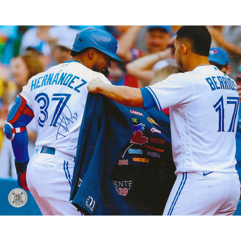 Teoscar Hernandez Autographed Toronto Blue Jays Homerun Jacket 8x10 Photo-1