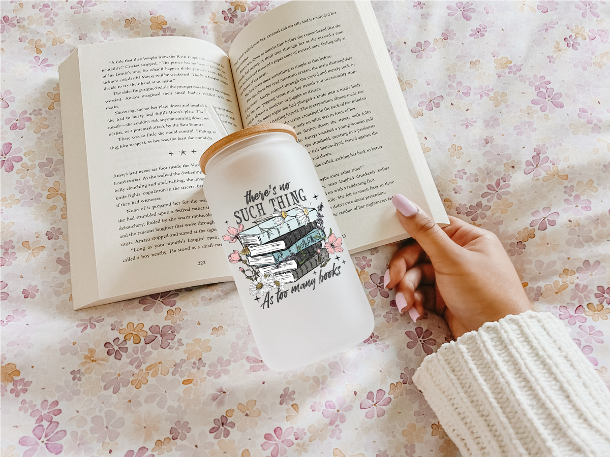 Too Many Books Frosted Can with Bamboo Lid | Bookish-1
