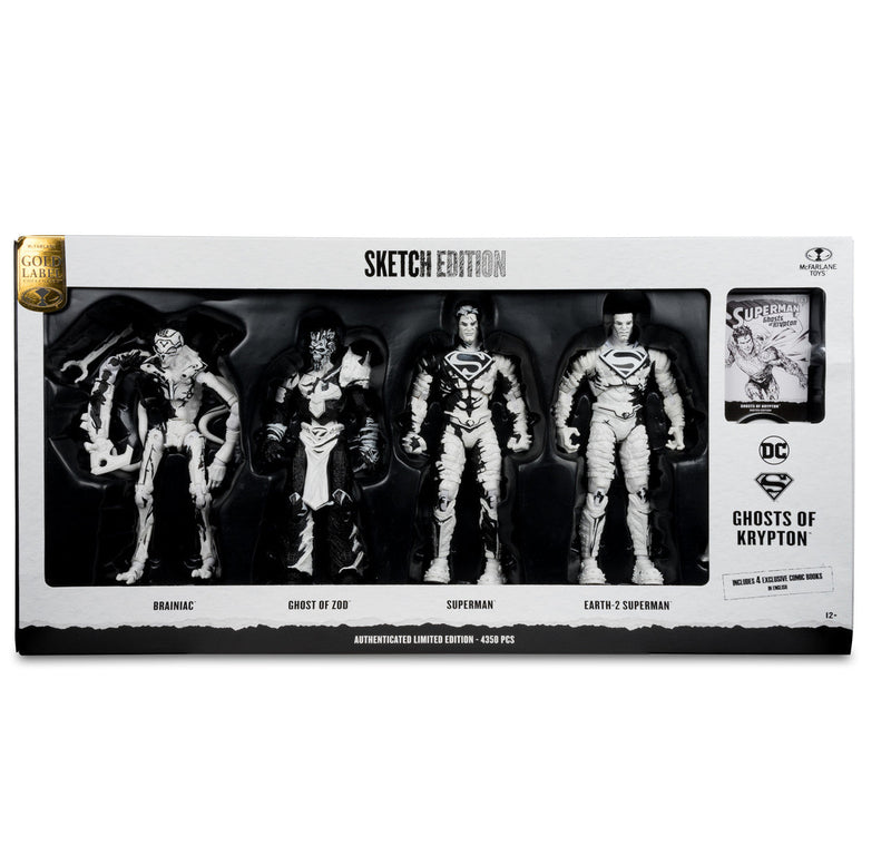 Superman Comics Sketch Edition (Page Punchers: Ghost of Krypton) 7" 4-Pack Gold Label Figure-12
