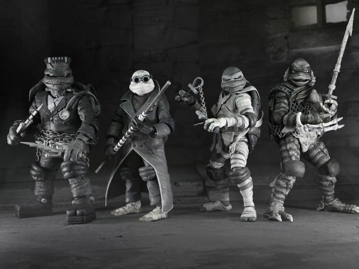 Universal Monsters x Teenage Mutant Ninja Turtles Turtles (Black & White) Action Figure 4-Pack-3