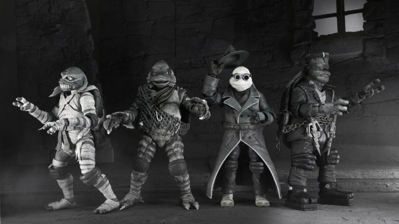 Universal Monsters x Teenage Mutant Ninja Turtles Turtles (Black & White) Action Figure 4-Pack-4