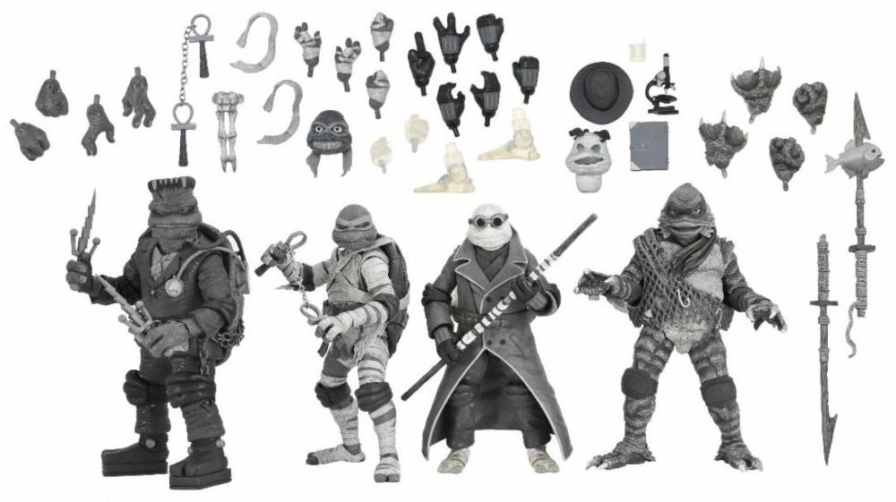 Universal Monsters x Teenage Mutant Ninja Turtles Turtles (Black & White) Action Figure 4-Pack-2