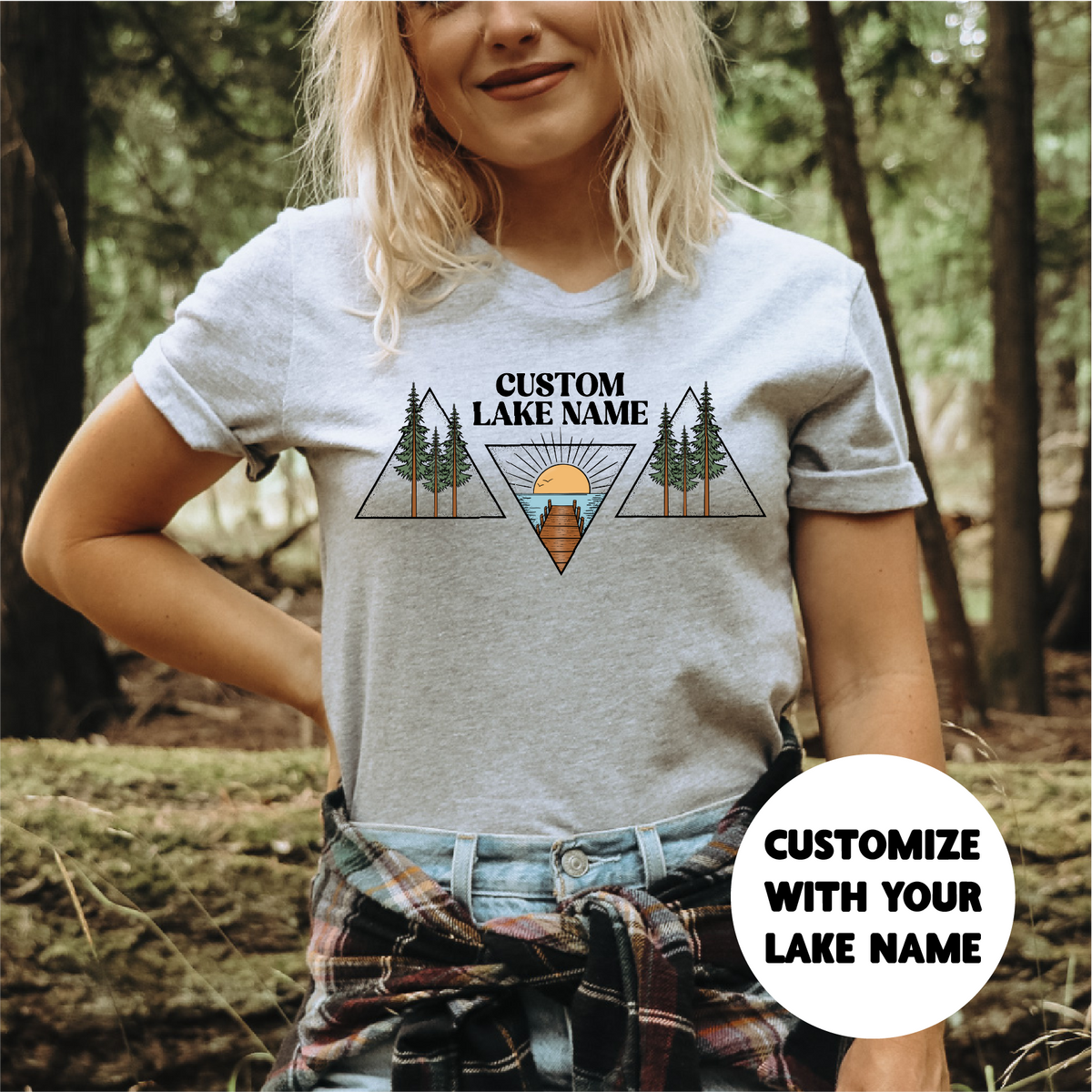 Geometric Lake Personalized T-shirt | Lake Shirt | Custom Clothing-2