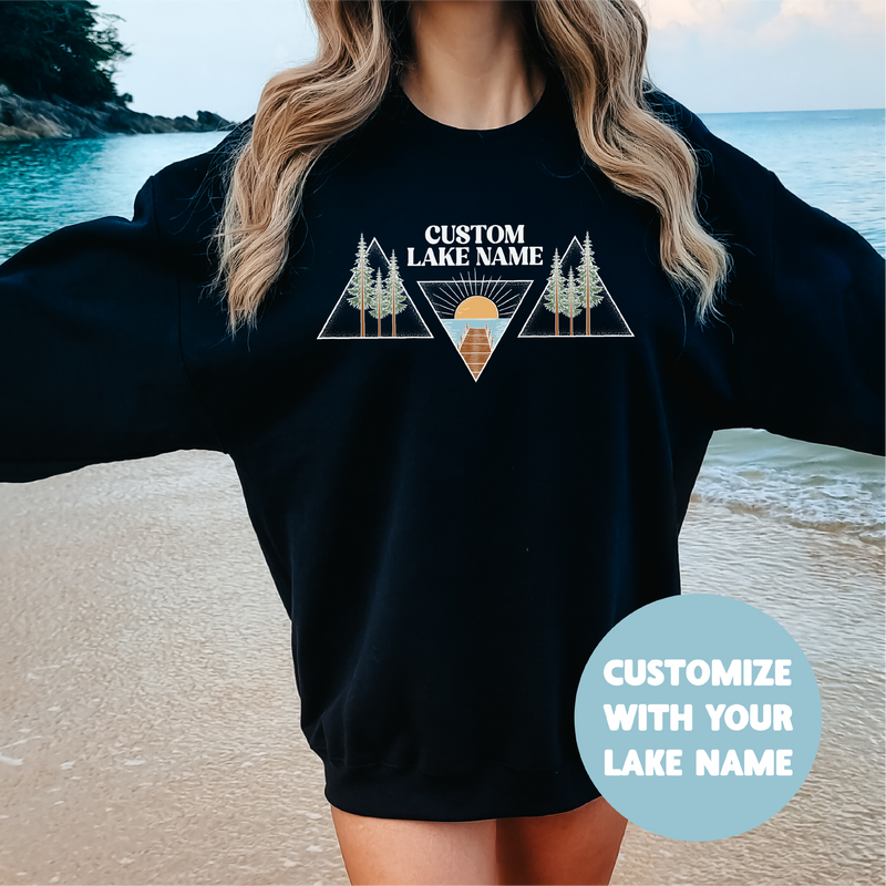 Geometric Lake Personalized Sweatshirt | Summer Apparel | Custom Apparel-1
