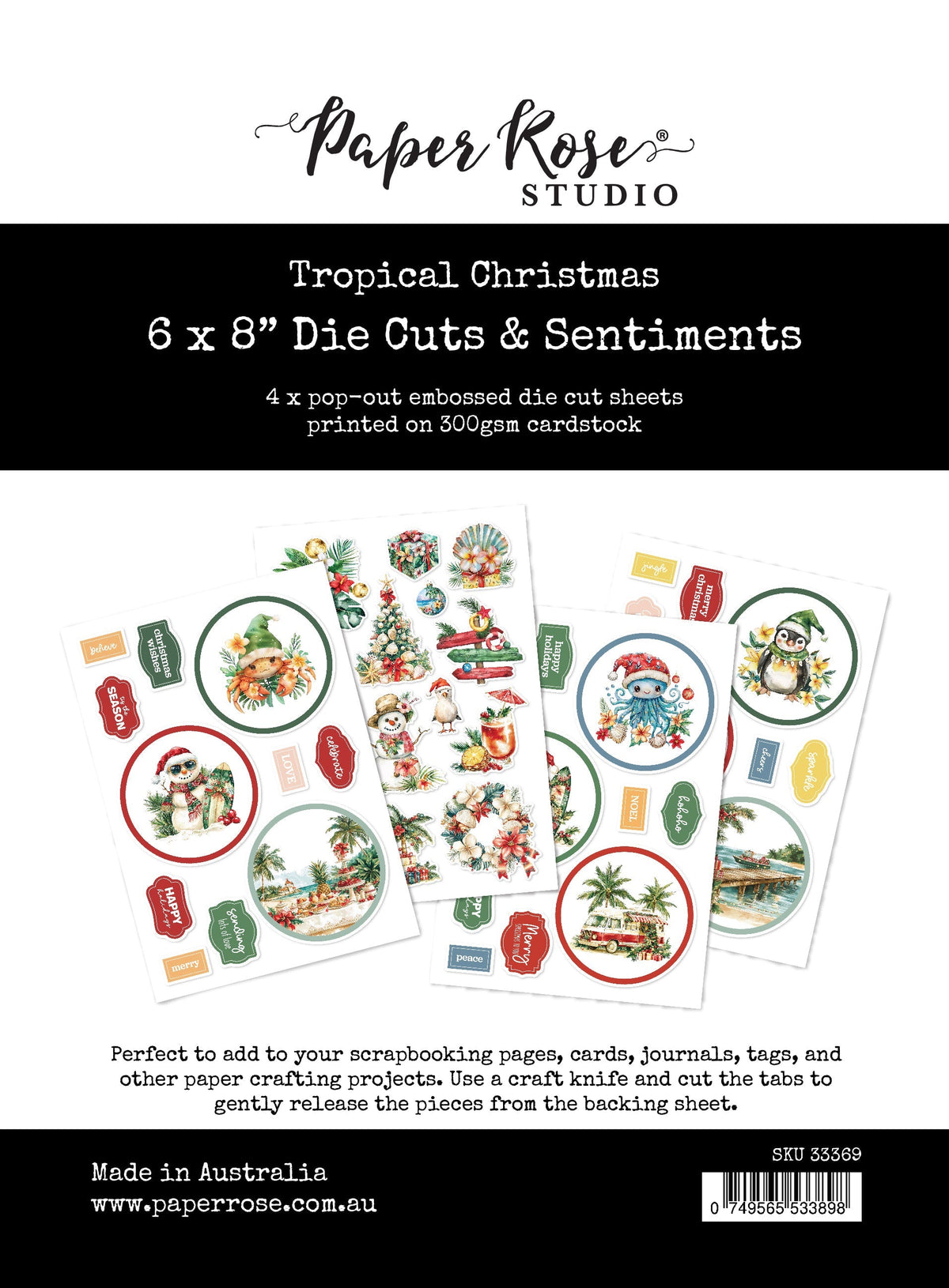 Tropical Christmas 6x8" Die Cuts & Sentiments 33369-1