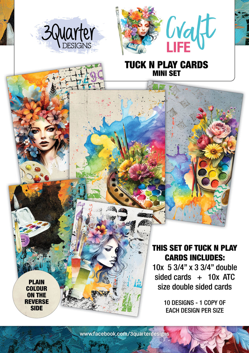 3Quarter Designs Craft Life Tuck N Play Cards Pack Mini Set-1