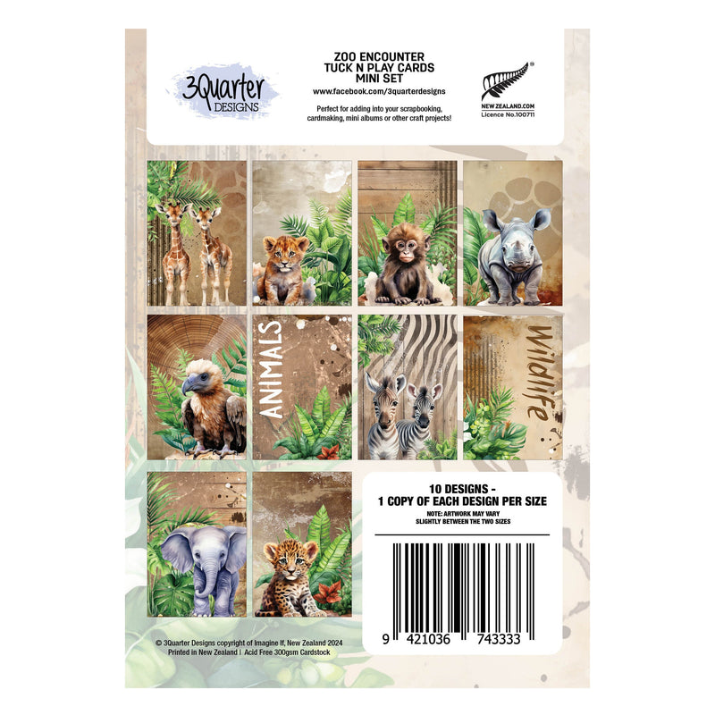 3Quarter Designs Zoo Encounter Tuck N Play Cards Mini Set-2