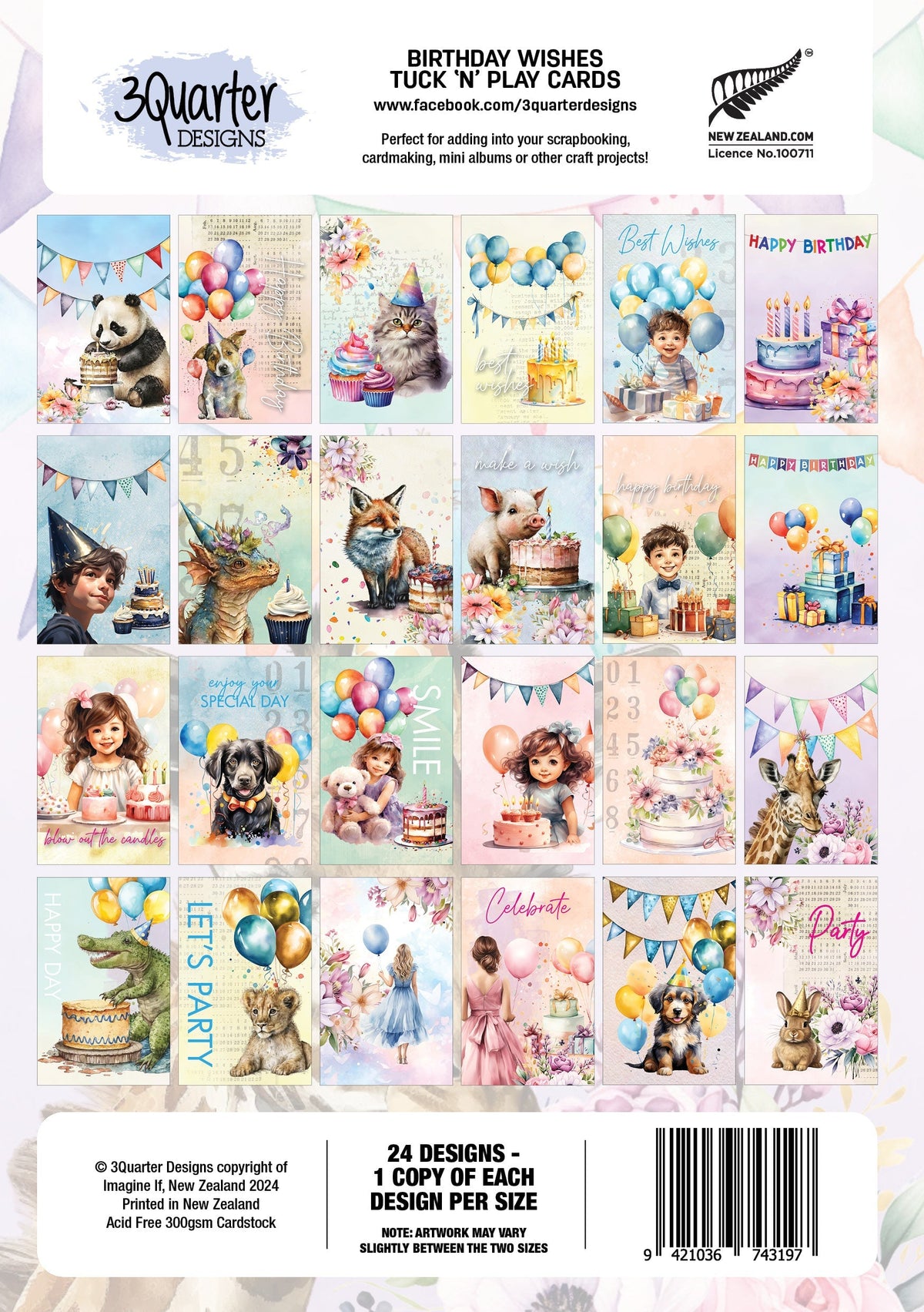 3Quarter Designs Birthday Wishes - Tuck N Play Cards-2