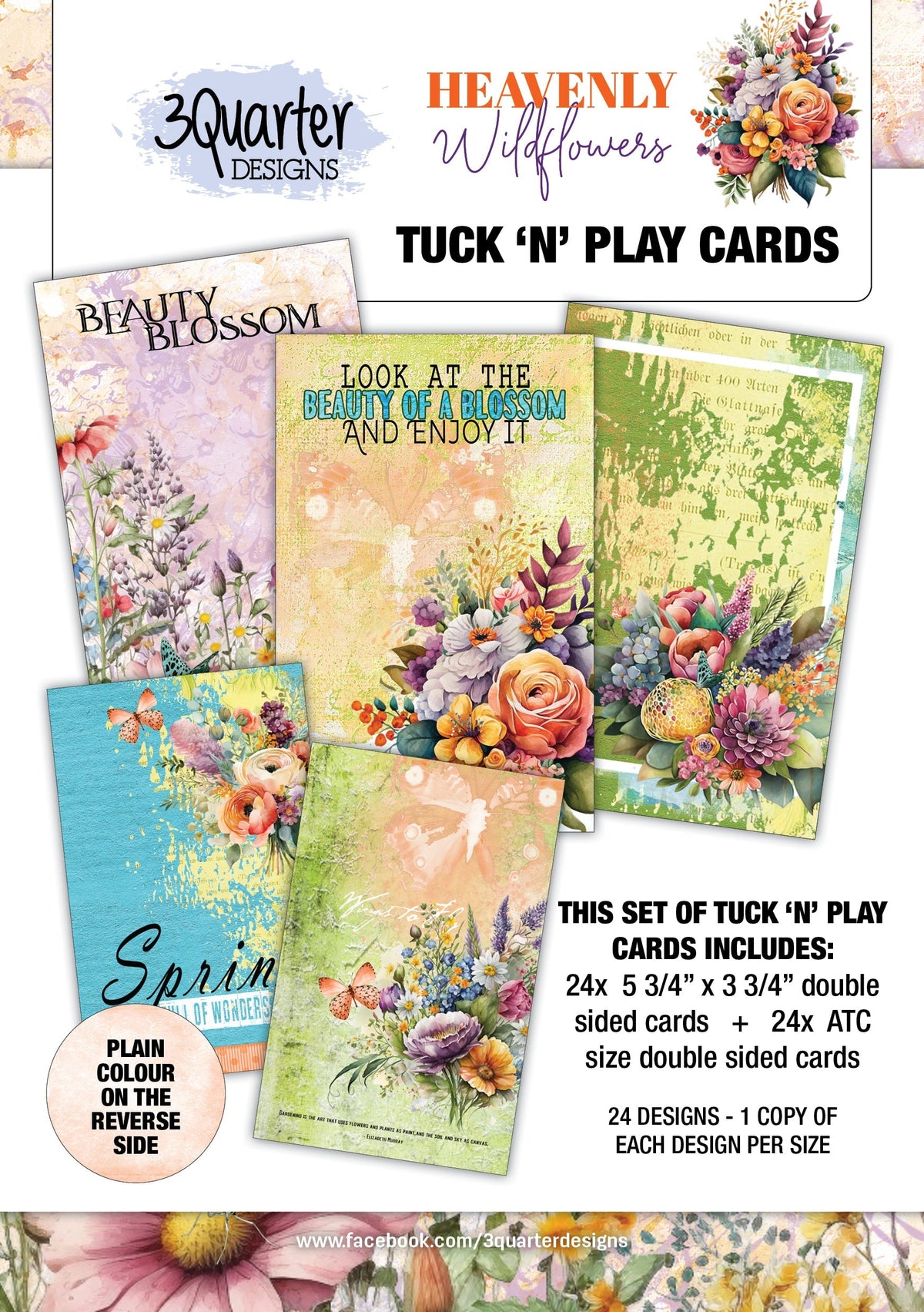 3Quarter Designs Heavenly Wildflowers - Tarjetas Tuck N Play-1
