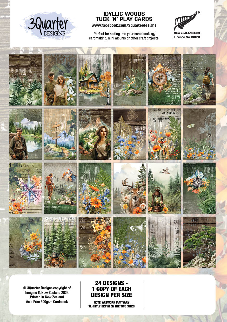 3Quarter Designs Idyllic Woods - Tarjetas Tuck N Play-2