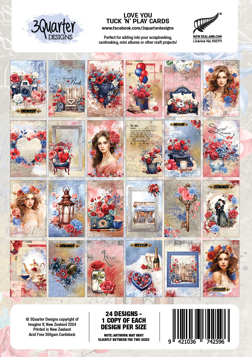 3Quarter Designs Love You - Tarjetas Tuck N Play-2