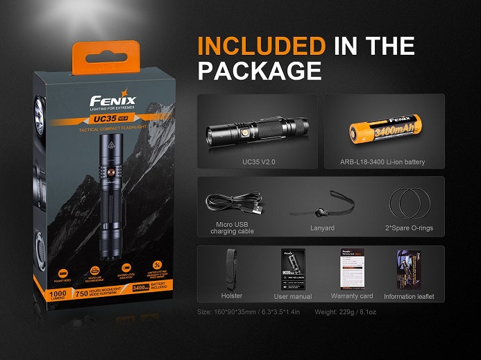 Fenix UC35 V2.0 1000 lumen USB rechargeable flashlight-2