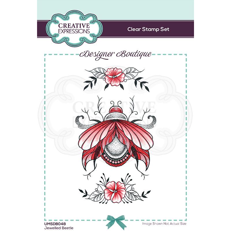 Creative Expressions Designer Boutique Collection Jewelled Beetle A6 Clear Stamp-1