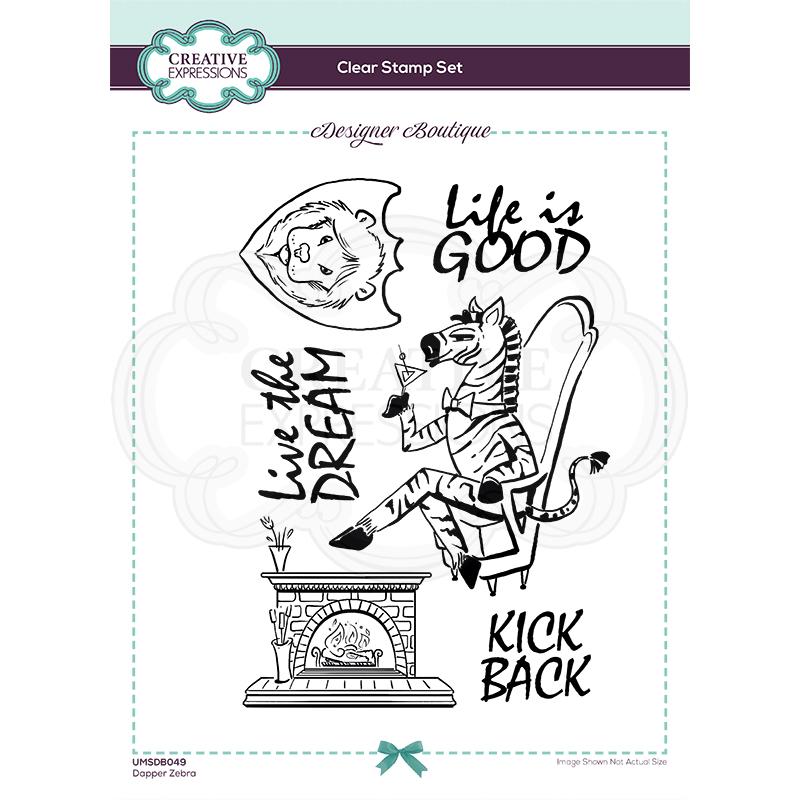 Creative Expressions Designer Boutique Collection Dapper Zebra A5 Clear Stamp-1