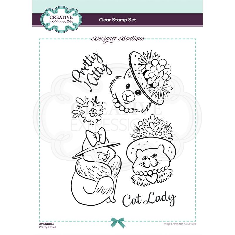 Creative Expressions Designer Boutique Collection Pretty Kitties A5 Clear Stamp-1